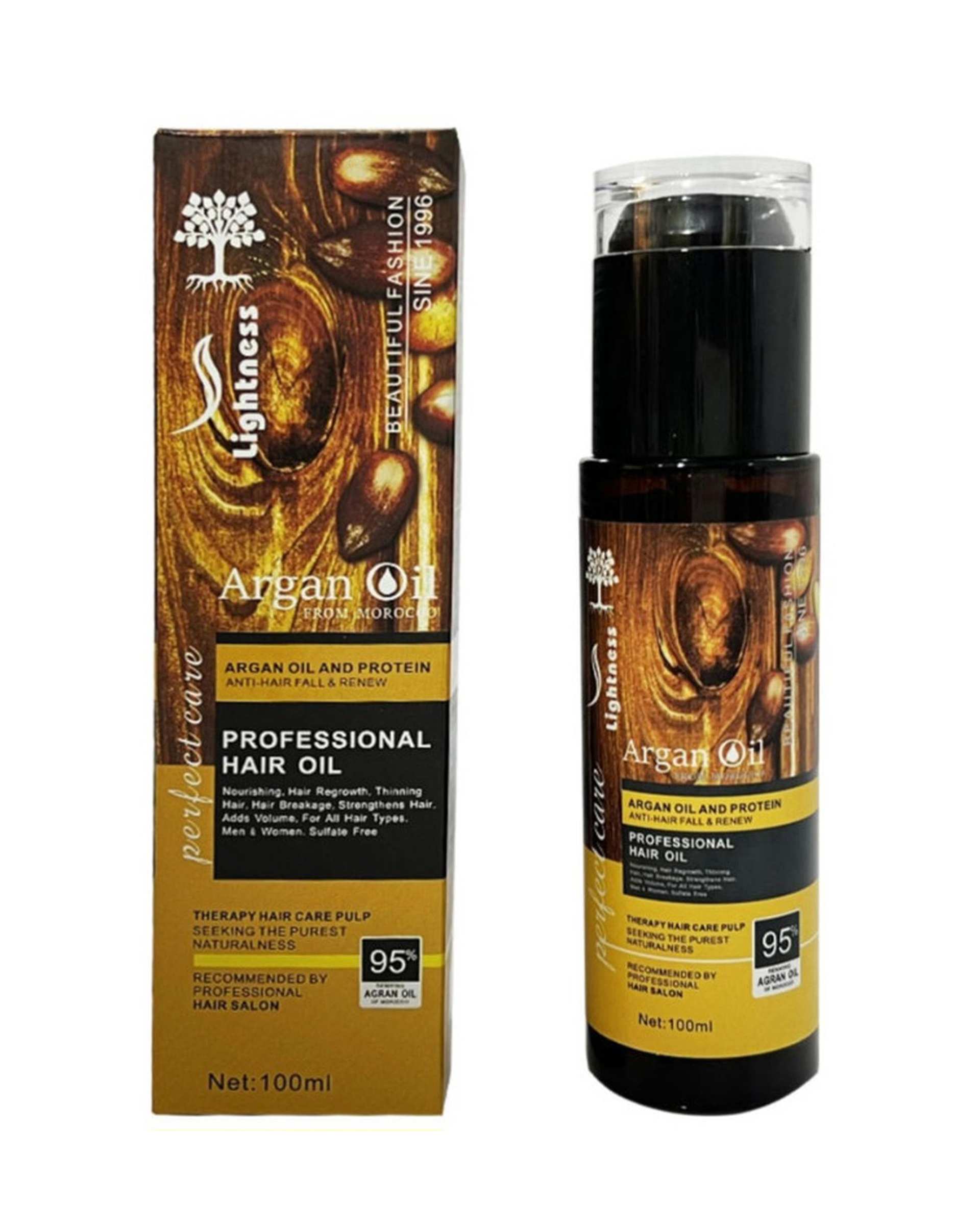 روغن مو بدون سولفات لایتنس Lightness حاوی روغن آرگان و ویتامین E حجم 100 میلی لیتر