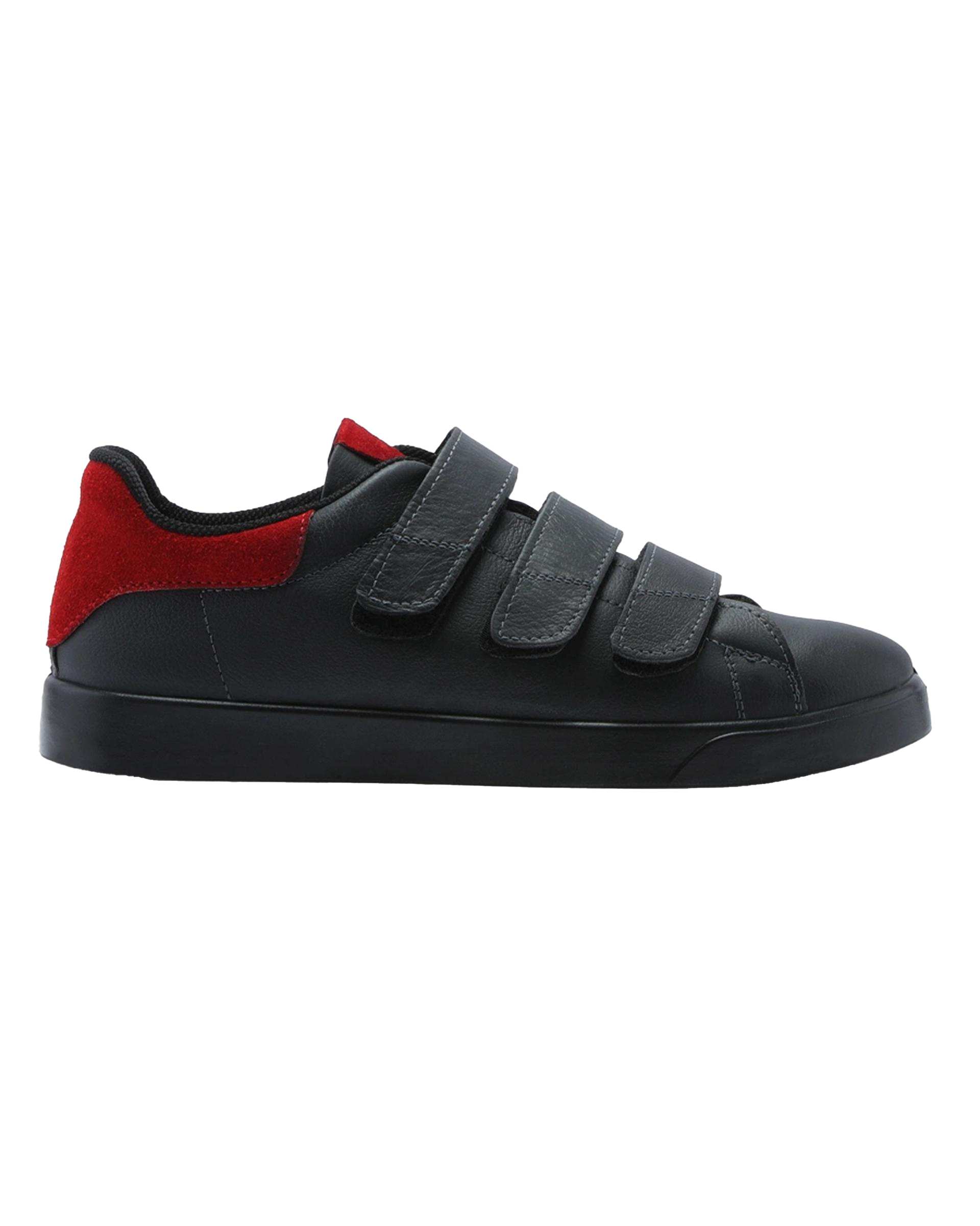 کفش چرم زنانه مشکی قرمز اورز OREZ مدل MIA VELCRO کد WCK218
