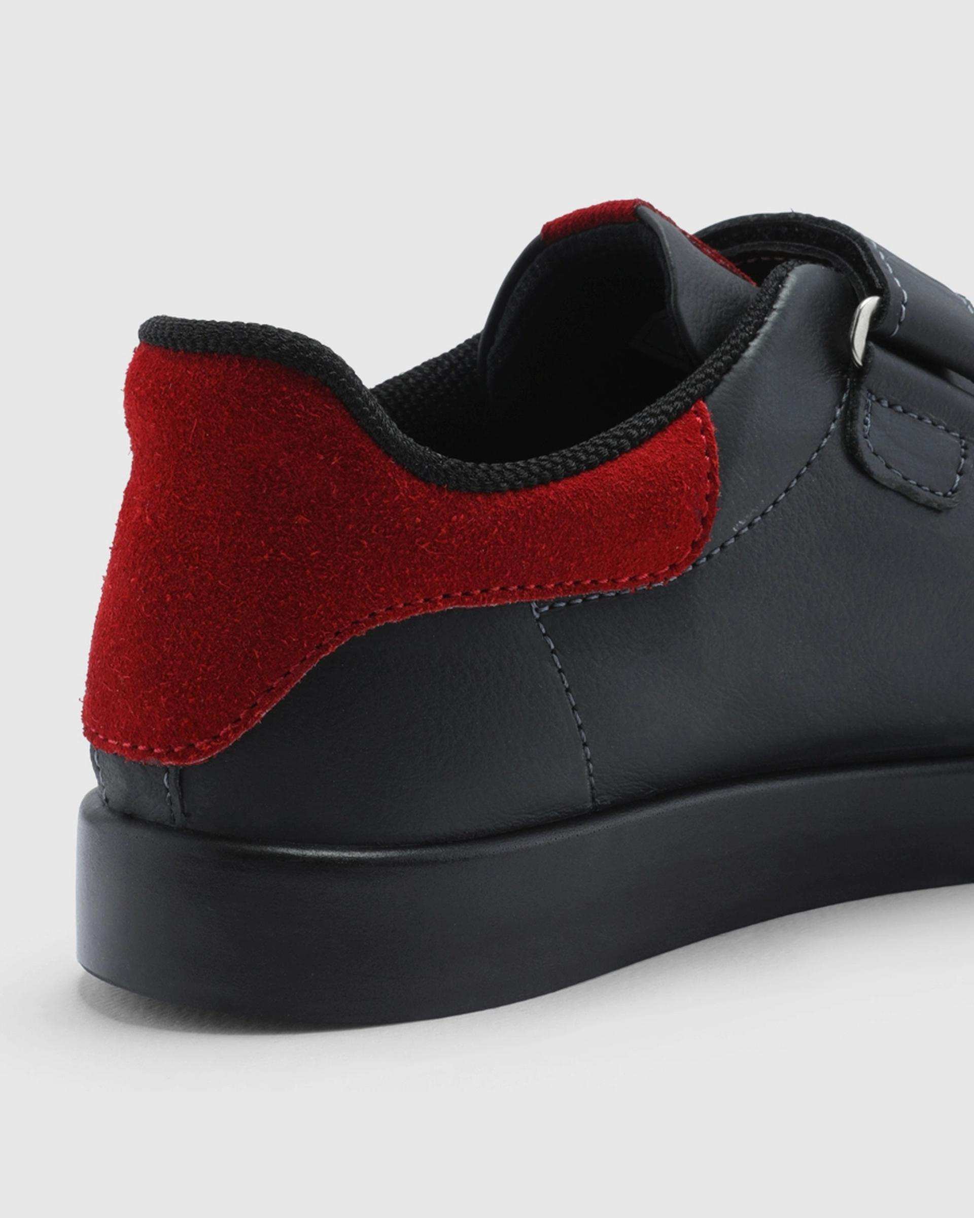 کفش چرم زنانه مشکی قرمز اورز OREZ مدل MIA VELCRO کد WCK218