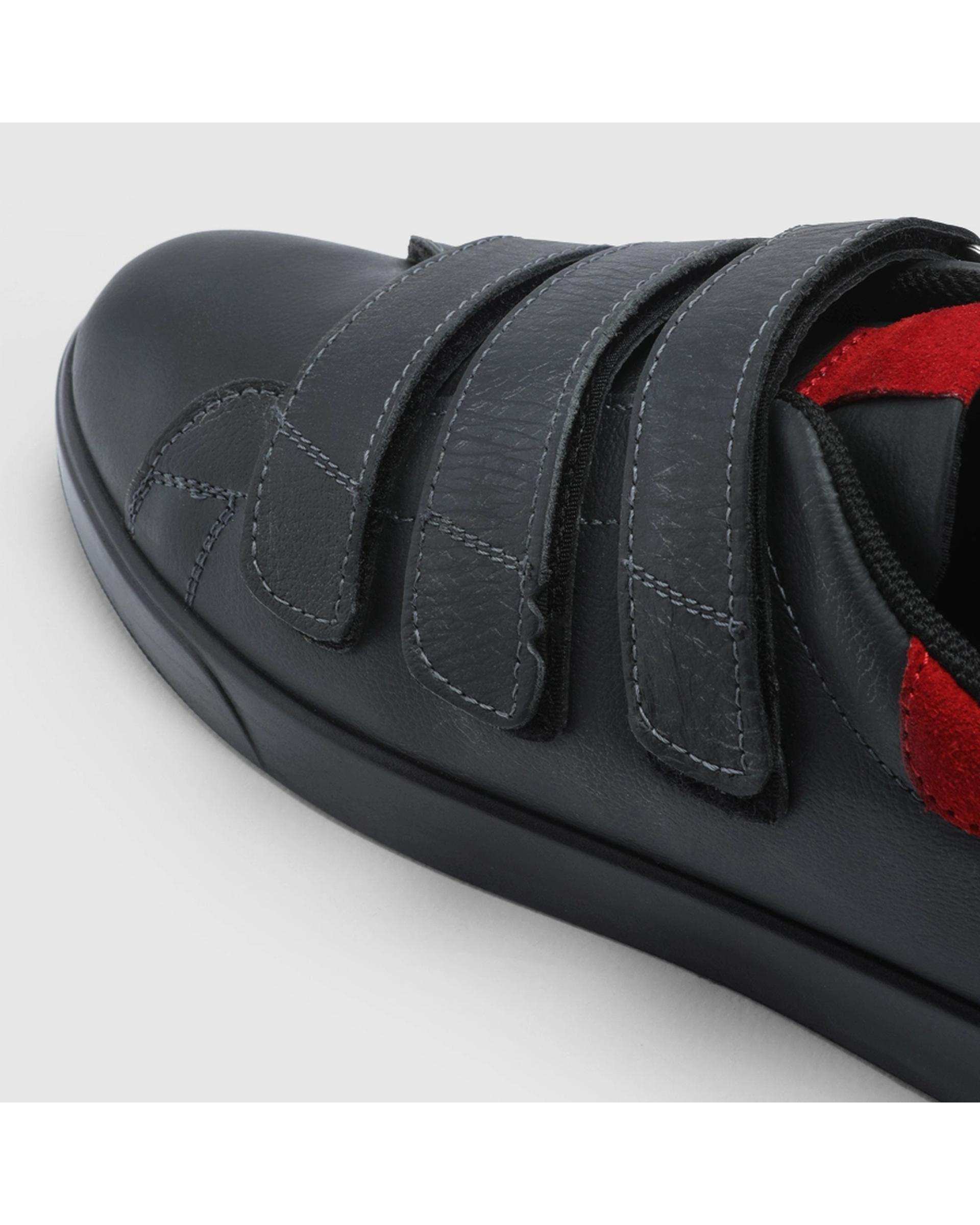 کفش چرم زنانه مشکی قرمز اورز OREZ مدل MIA VELCRO کد WCK218
