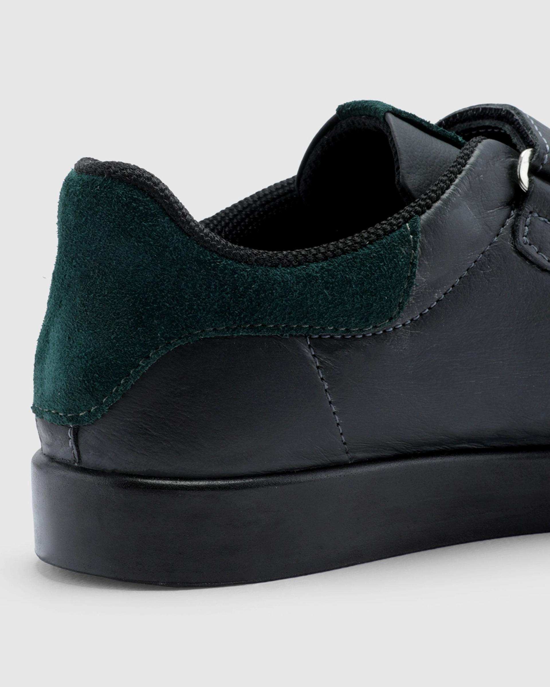 کفش چرم زنانه مشکی سبز اورز OREZ مدل MIA VELCRO کد WCK218