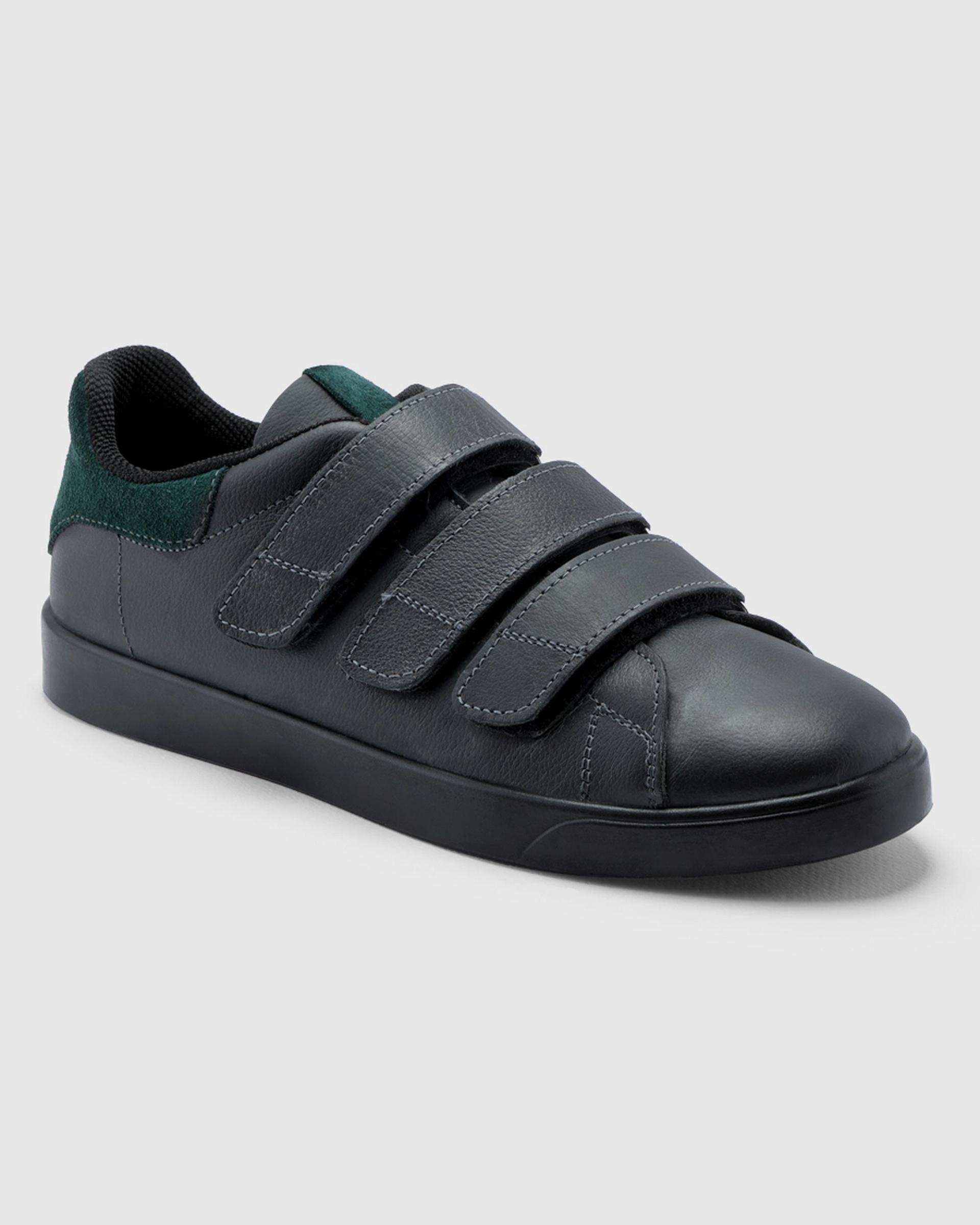 کفش چرم زنانه مشکی سبز اورز OREZ مدل MIA VELCRO کد WCK218