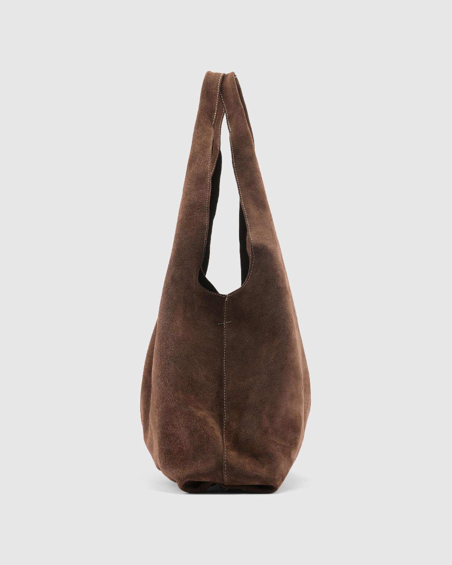 کیف دوشی چرم جیر زنانه قهوه ای اورز OREZ مدل VELVET کد SHB104