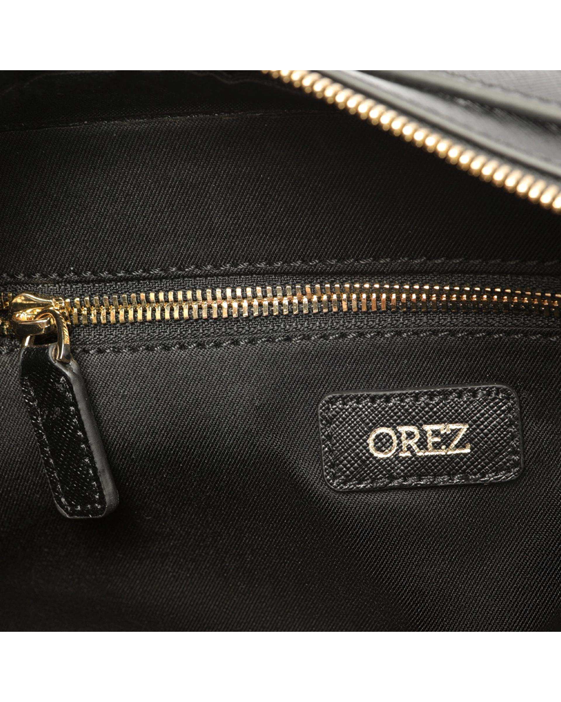 کیف دوشی چرم زنانه مشکی اورز OREZ مدل SERSI کد CWB159