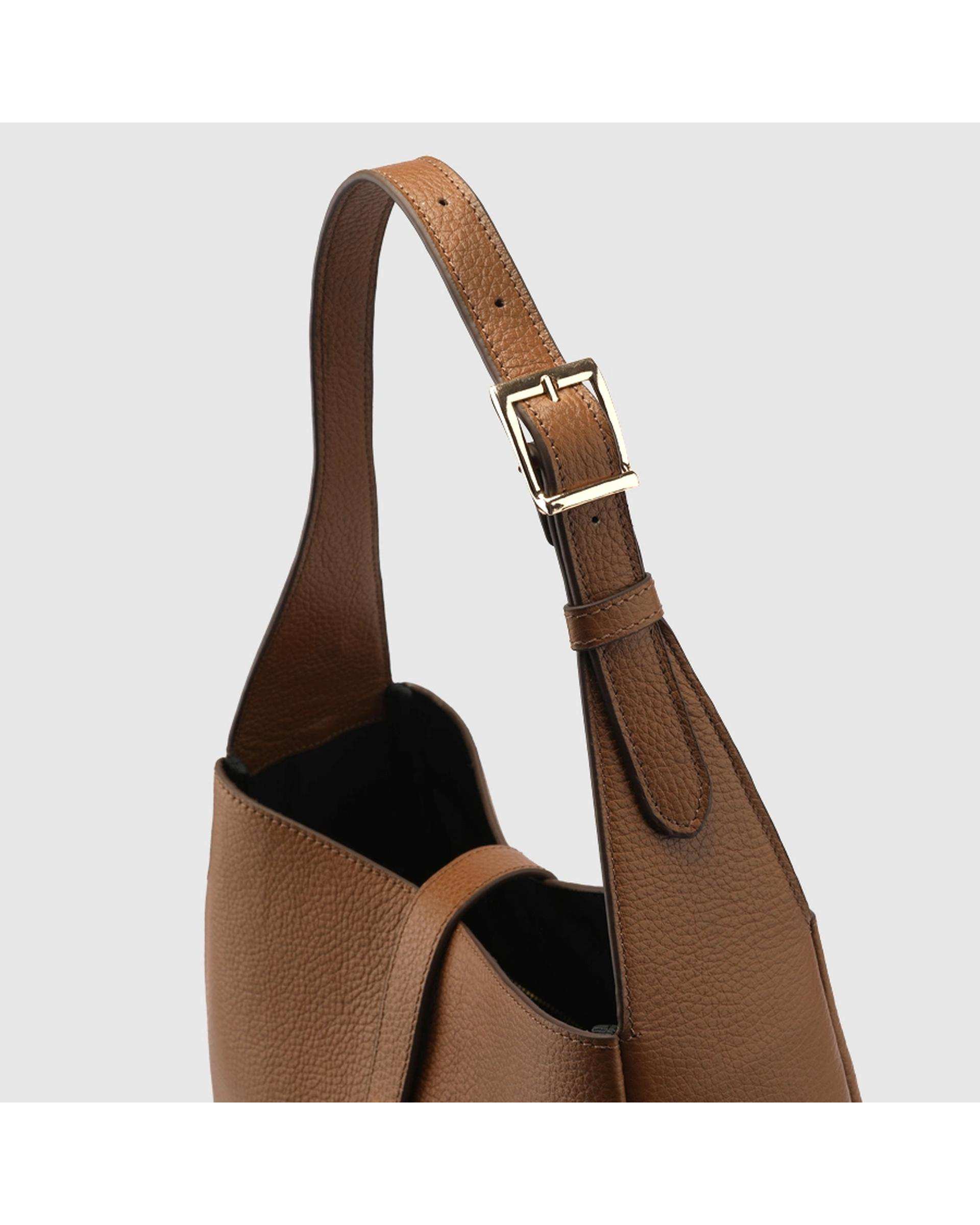 کیف دوشی چرم زنانه نسکافه ای اورز OREZ مدل FEBI کد SHB103