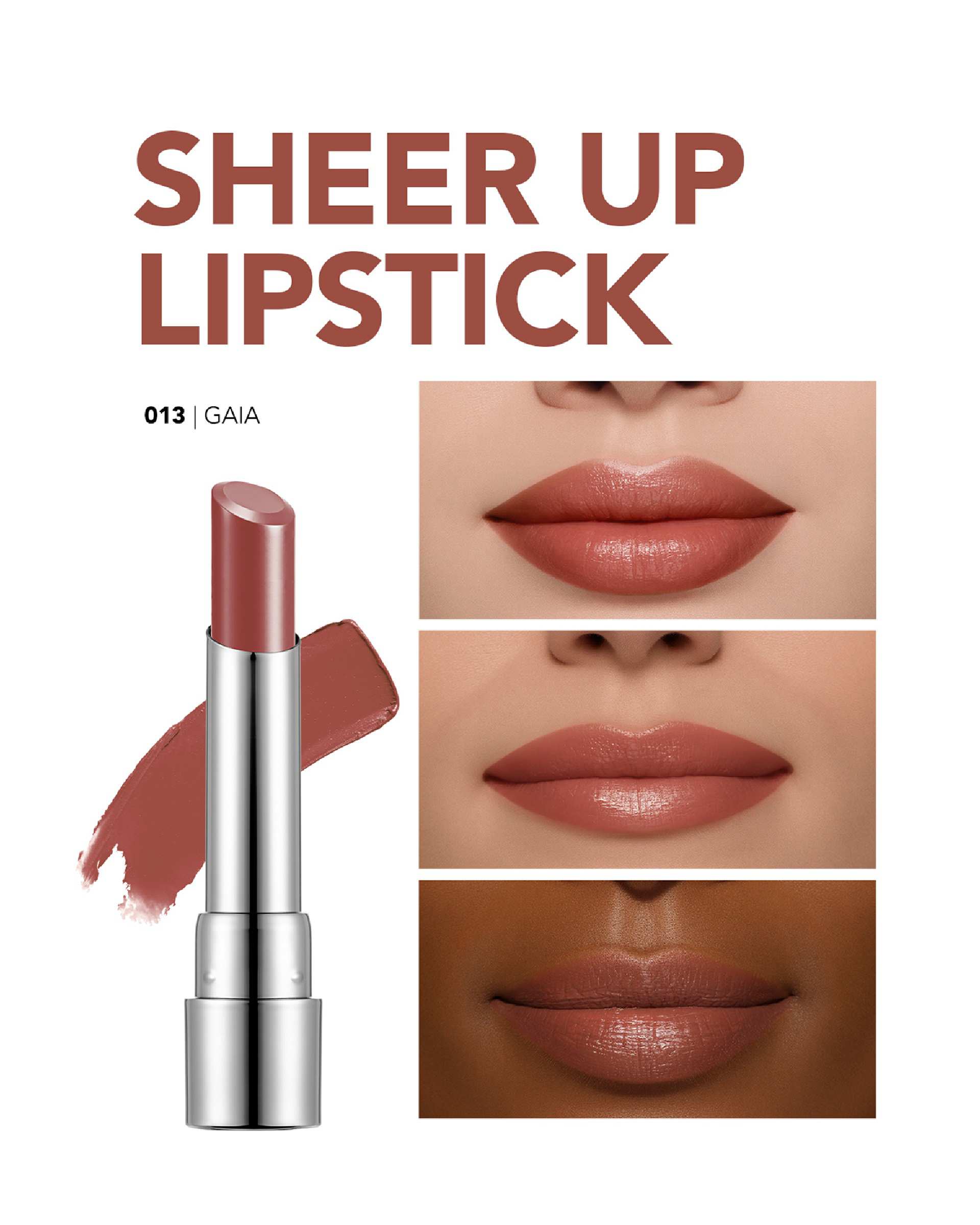 رژ لب جامد فلورمار FLORMAR مدل شیرآپ SHEER UP شماره 013 Gaia