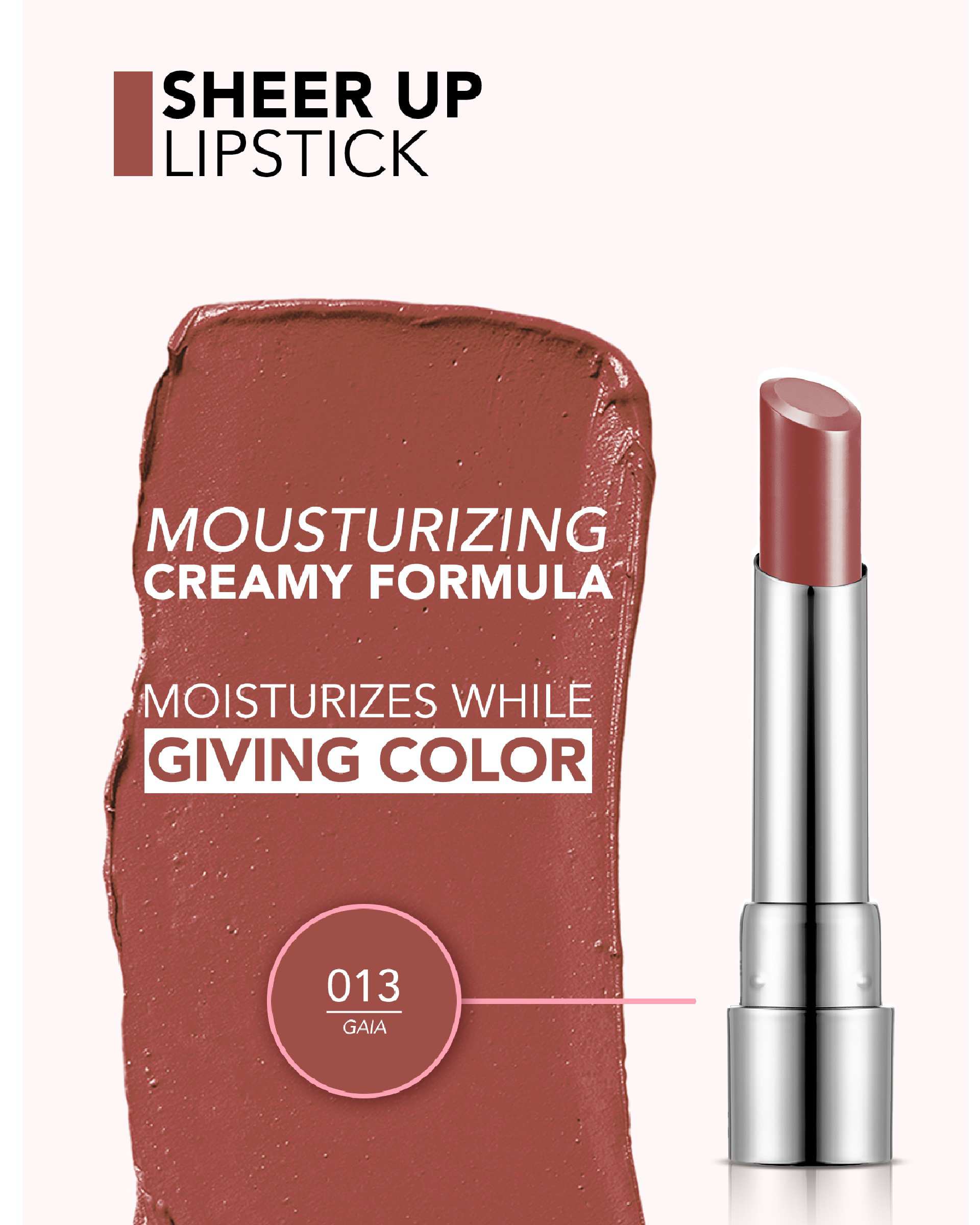 رژ لب جامد فلورمار FLORMAR مدل شیرآپ SHEER UP شماره 013 Gaia