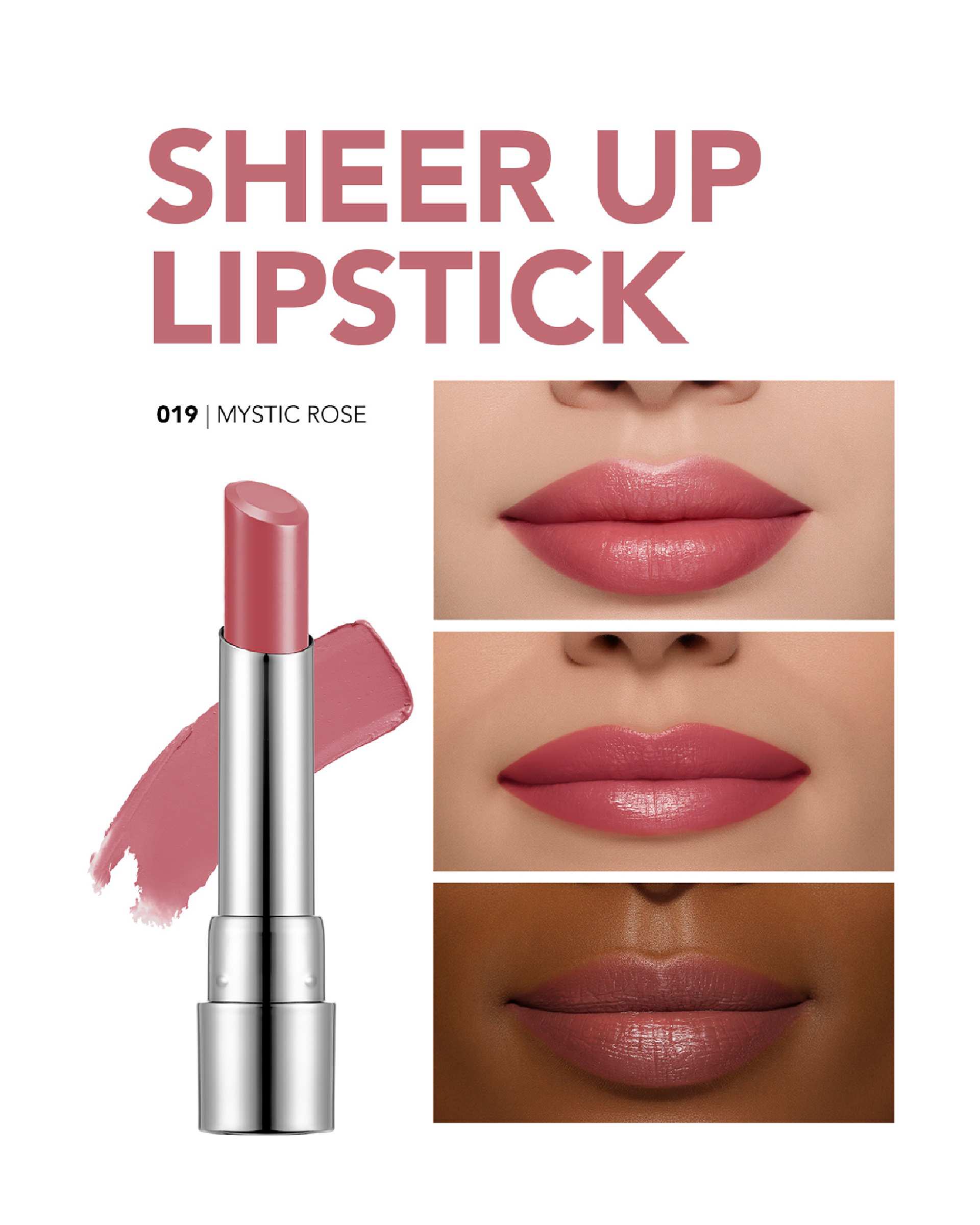 رژ لب جامد فلورمار FLORMAR مدل شیرآپ SHEER UP شماره 019 Mystic Rose
