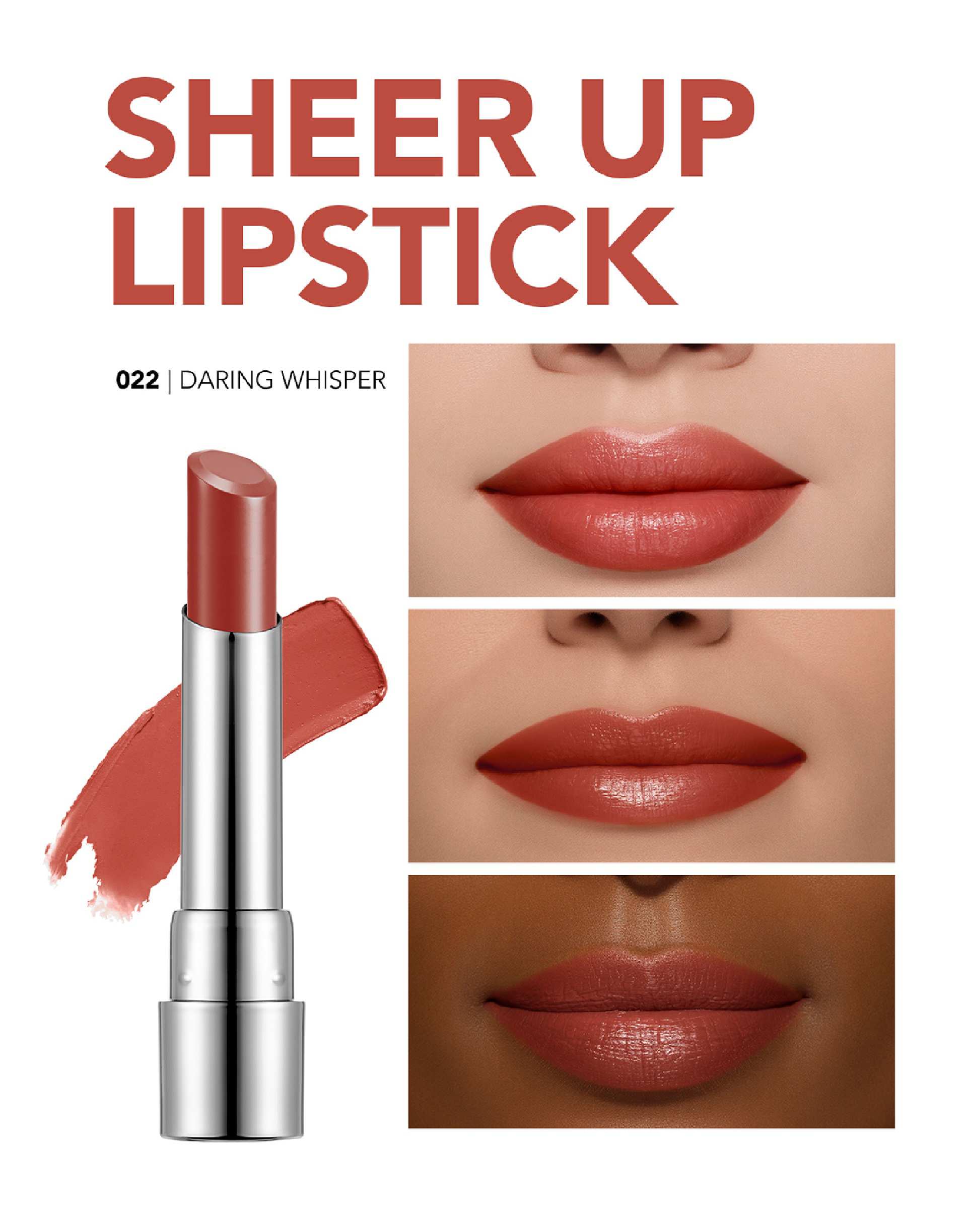 رژ لب جامد فلورمار FLORMAR مدل شیرآپ SHEER UP شماره 022 Daring Whisper