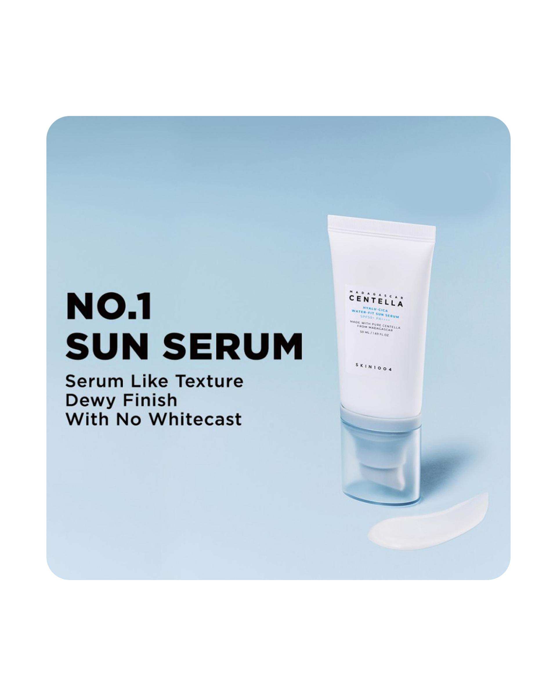 سرم ضد آفتاب آبرسان SPF50 اسکین 1004 سری سنتلا ماداگاسکار مدل Hyalu Cica Water Fit