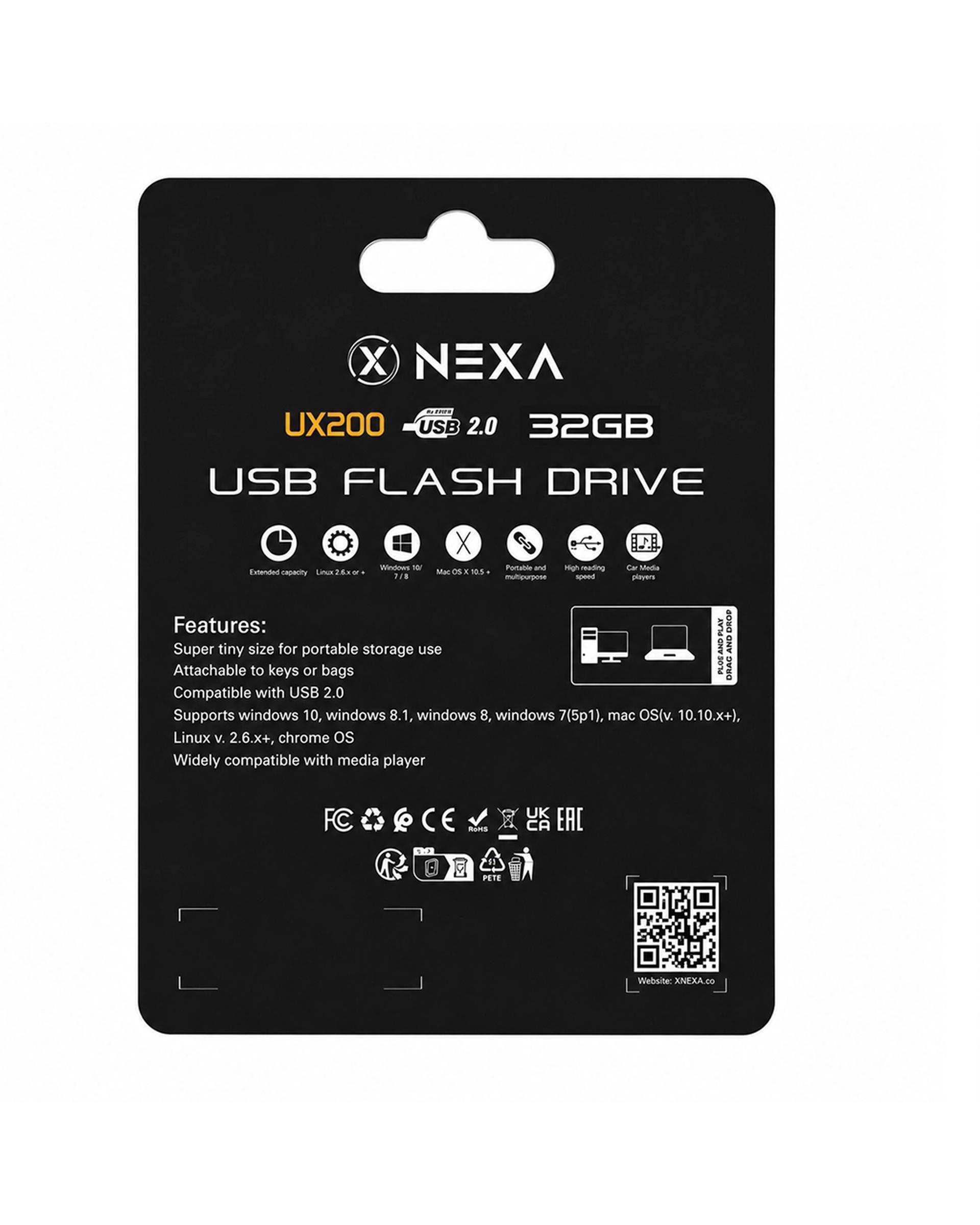فلش مموری نقره ای نکسا NEXA مدل UX200 HERMES ظرفیت 32 گیگابایت با رابط USB 2.0