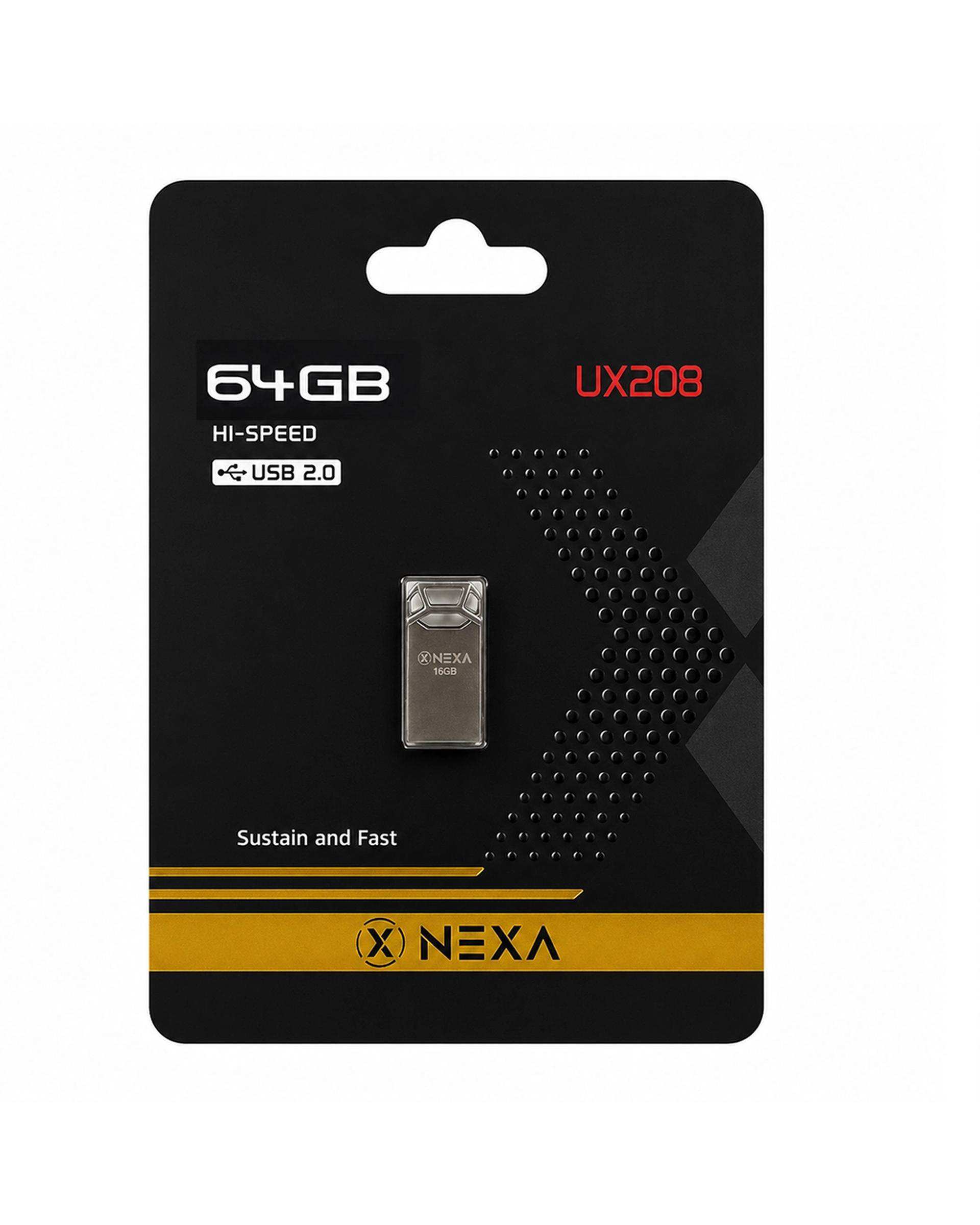 فلش مموری نقره ای نکسا NEXA مدل UX208 CUBIC ظرفیت 64 گیگابایت با رابط USB 2.0