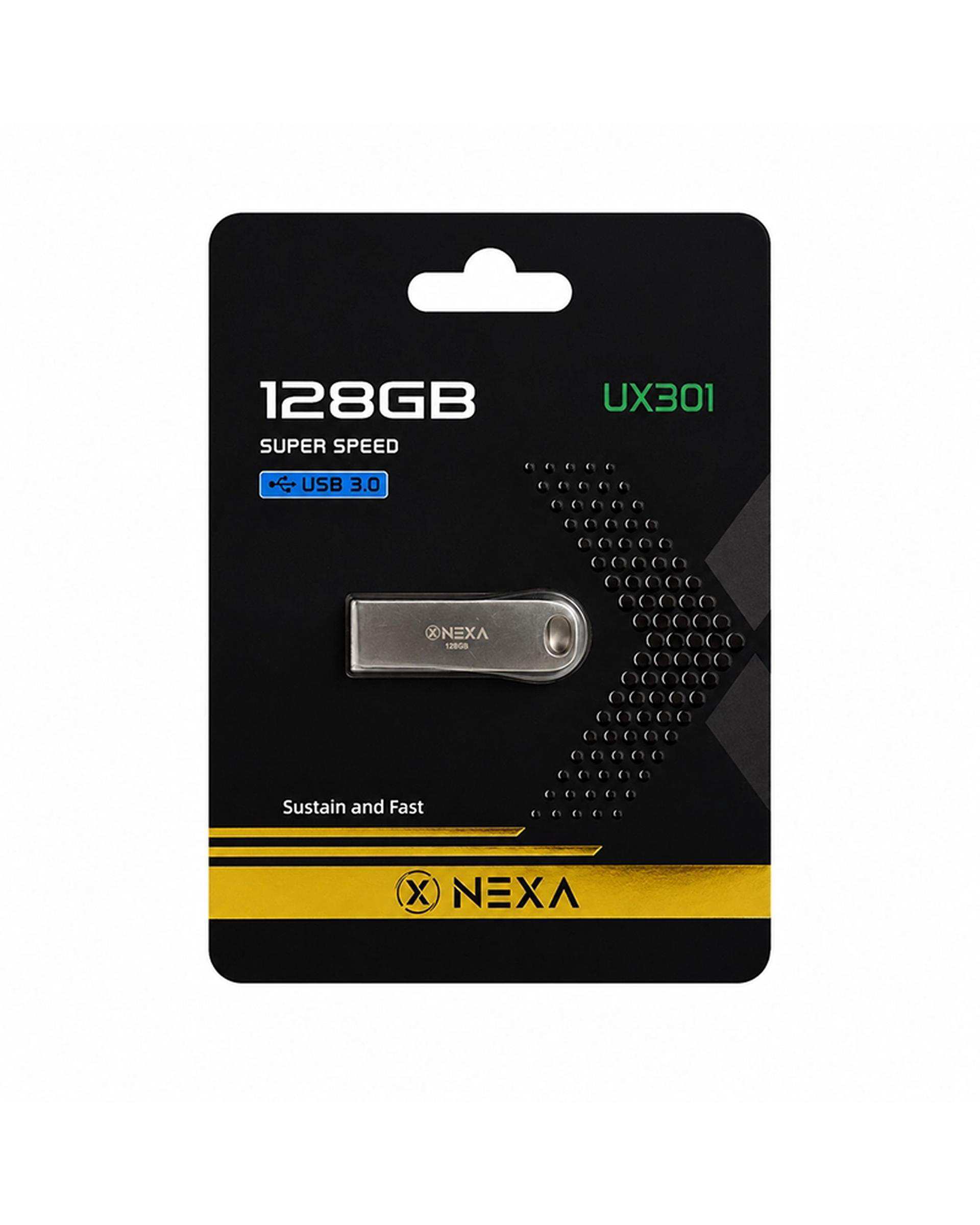 فلش مموری نقره ای نکسا NEXA مدل UX301 LUXE ظرفیت 128 گیگابایت با رابط USB 3.0