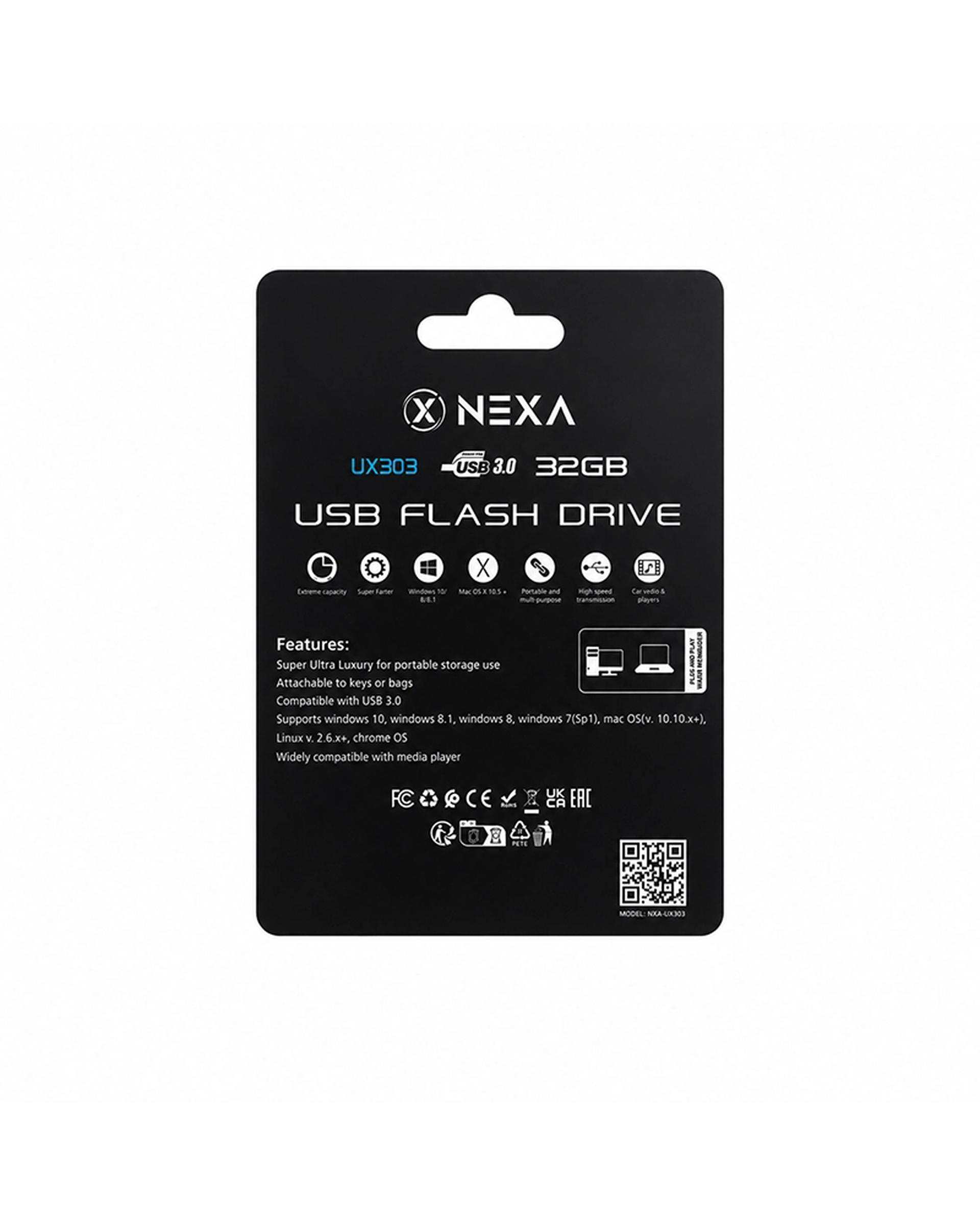 فلش مموری نقره ای نکسا NEXA مدل UX303 MI ظرفیت 32 گیگابایت با رابط USB 3.0