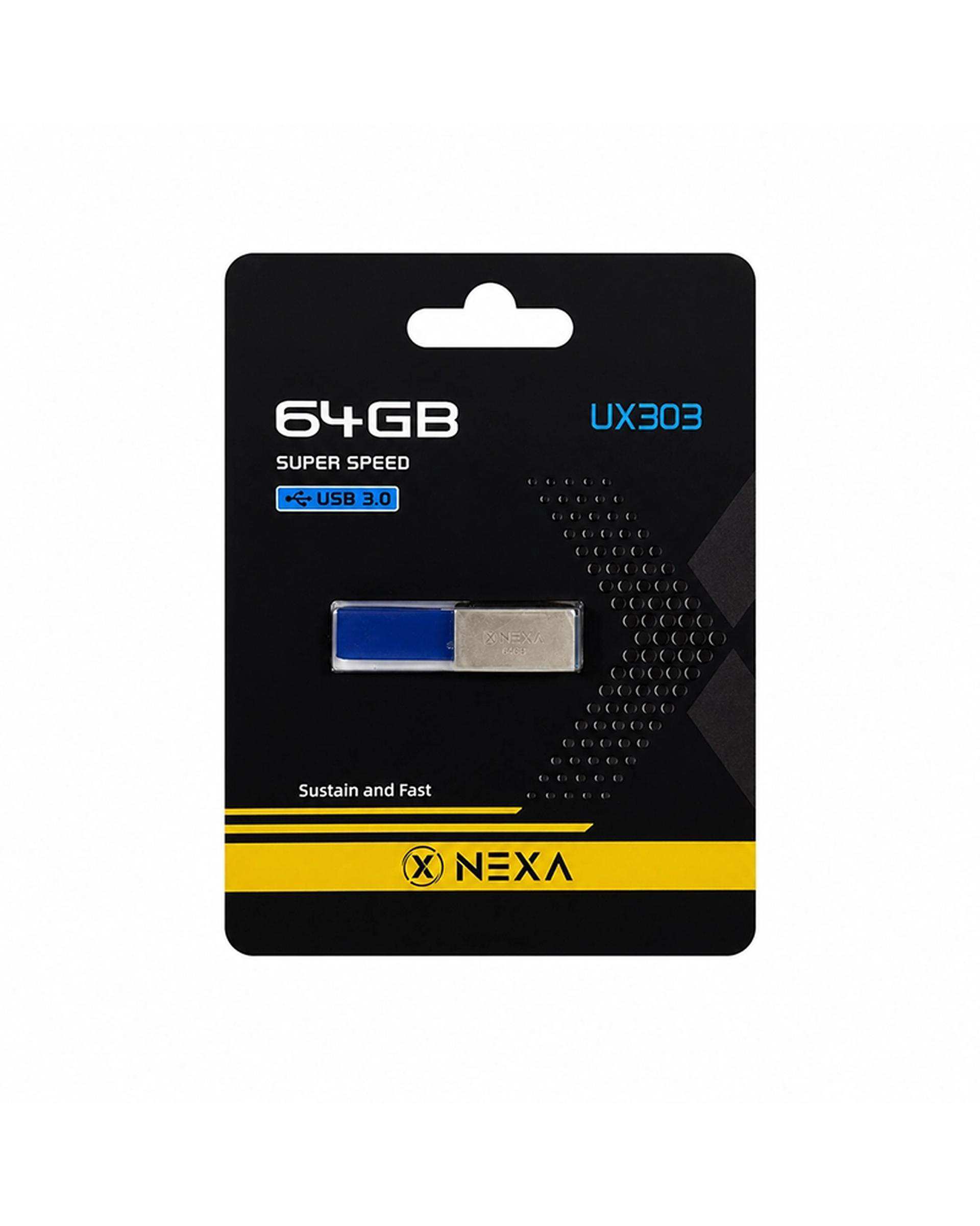 فلش مموری نقره ای نکسا NEXA مدل UX303 MI ظرفیت 64 گیگابایت با رابط USB 3.0