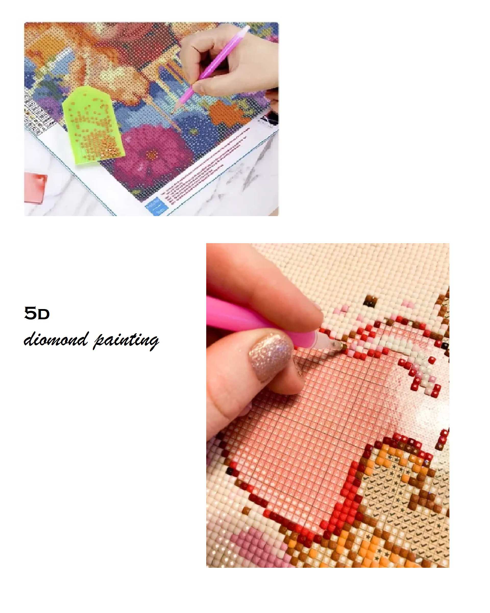 بازی آموزشی تابلو نقاشی الماسی بزرگسال پنج بعدی 5D diamond painting مدل cute little tiger