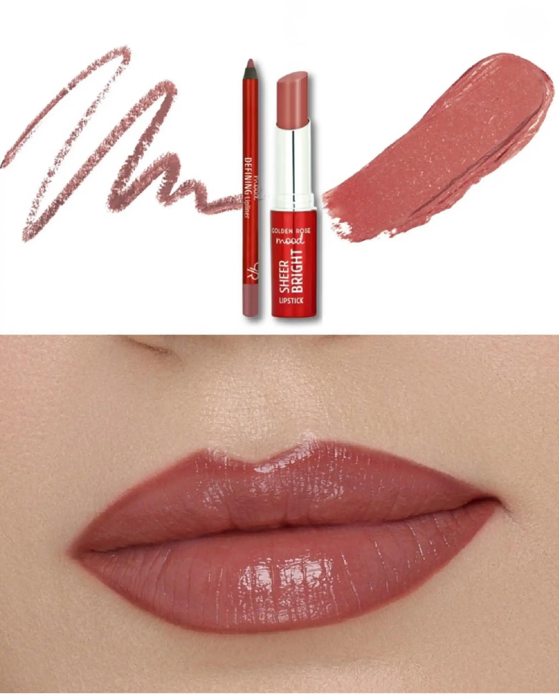 رژ لب جامد شیر برایت Sheer Bright گلدن رز Golden Rose شماره 102 رنگ Peach Bliss