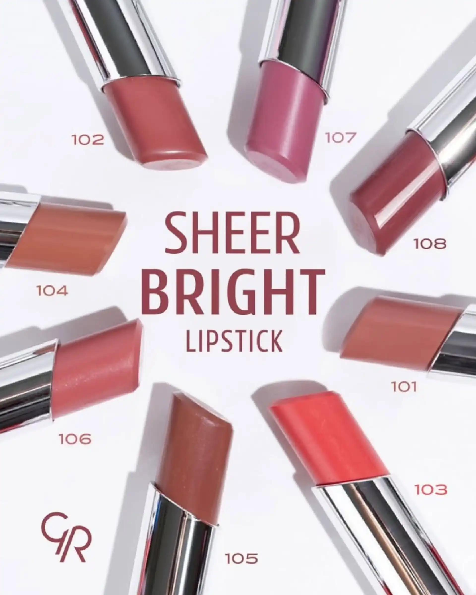 رژ لب جامد شیر برایت Sheer Bright گلدن رز Golden Rose شماره 102 رنگ Peach Bliss