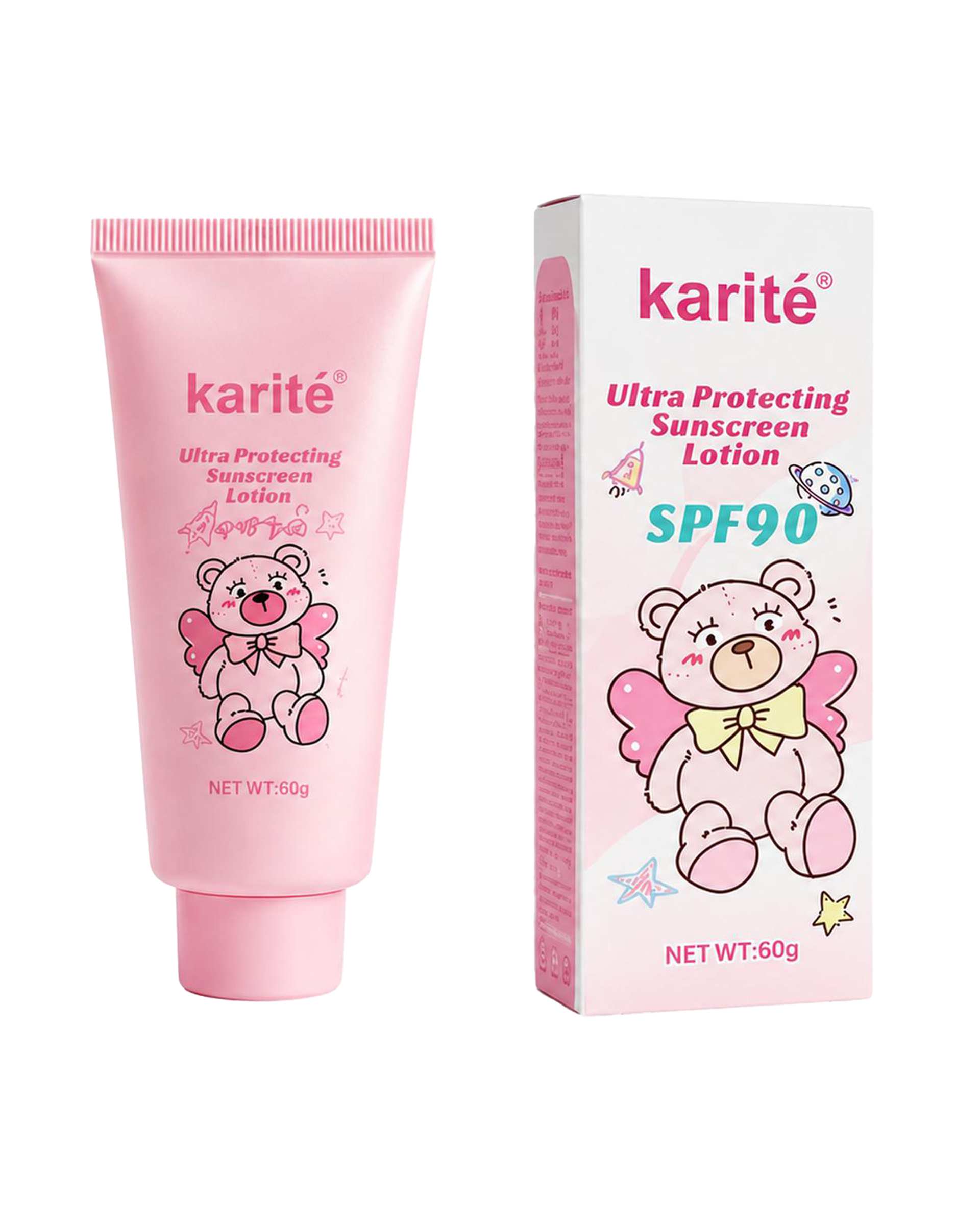 کرم ضد آفتاب SPF90 کاریتـه Karite طرح خرس صورتی وزن ۶۰ گرم