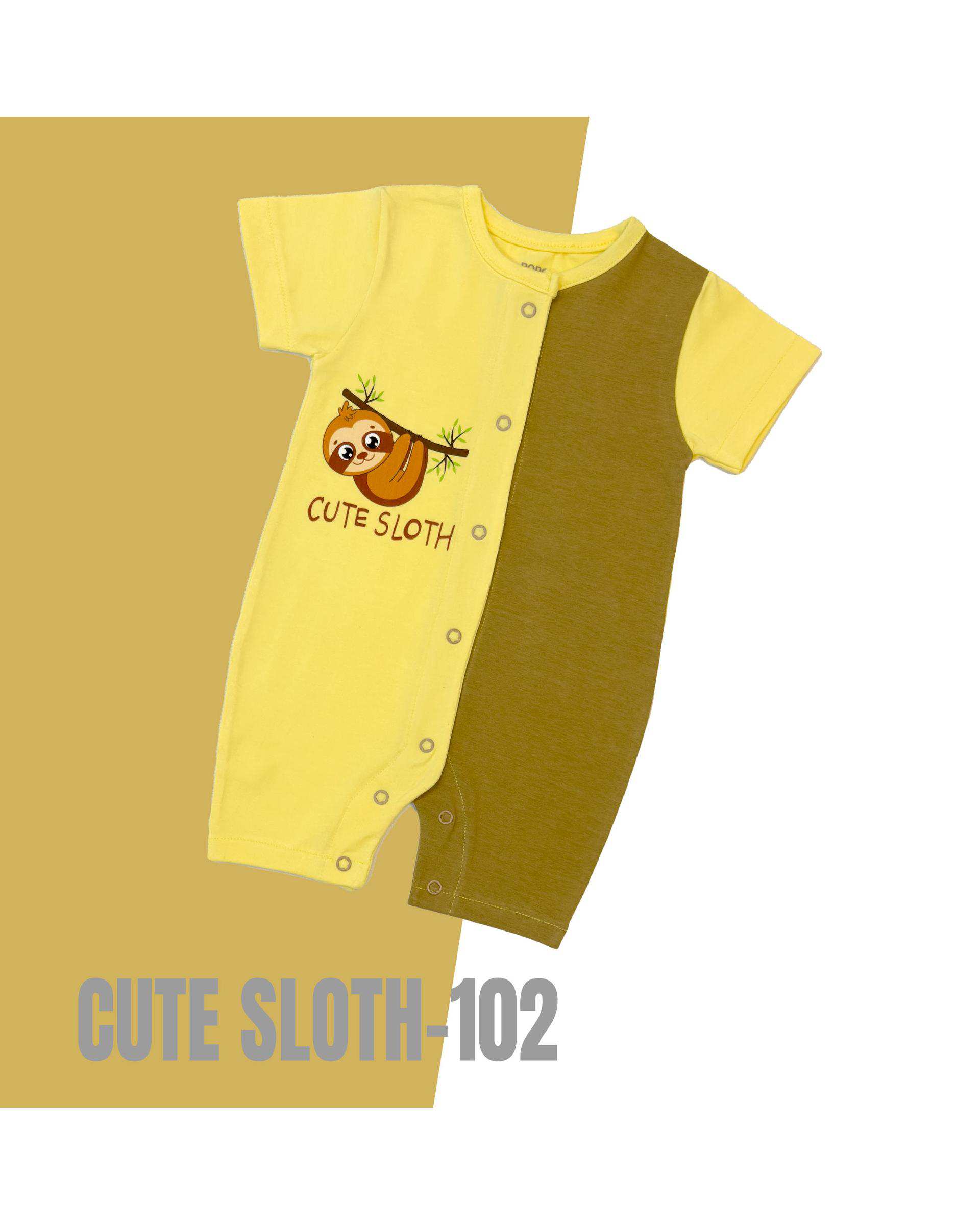 سرهمی شورتی نوزادی زرد سبز کیدز پرو Kids pro طرح CUTE SLOTH