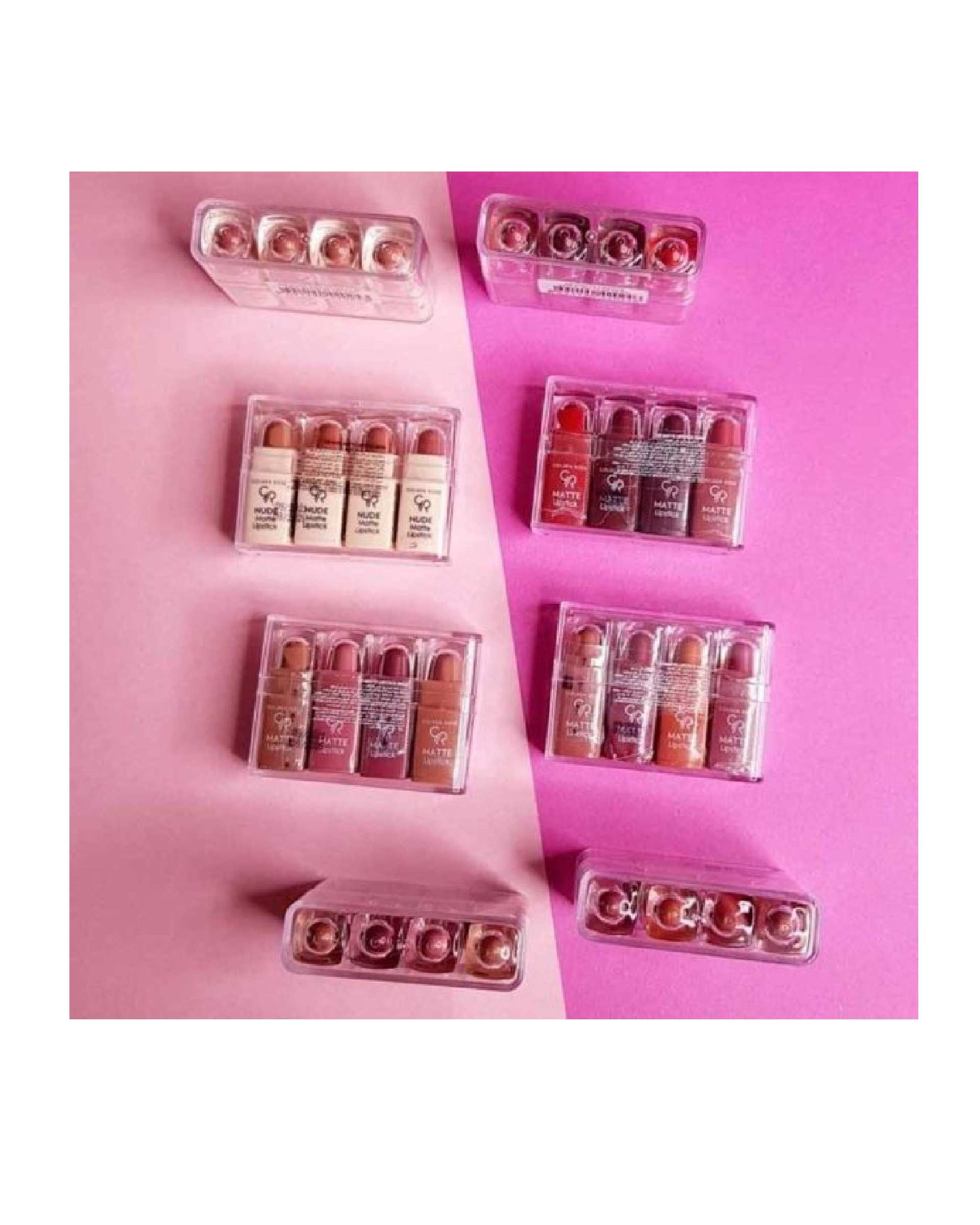 رژلب جامد مات گلدن رز Golden Rose مدل مینی نود لوک Mini Look Nude مجموعه 4 عددی