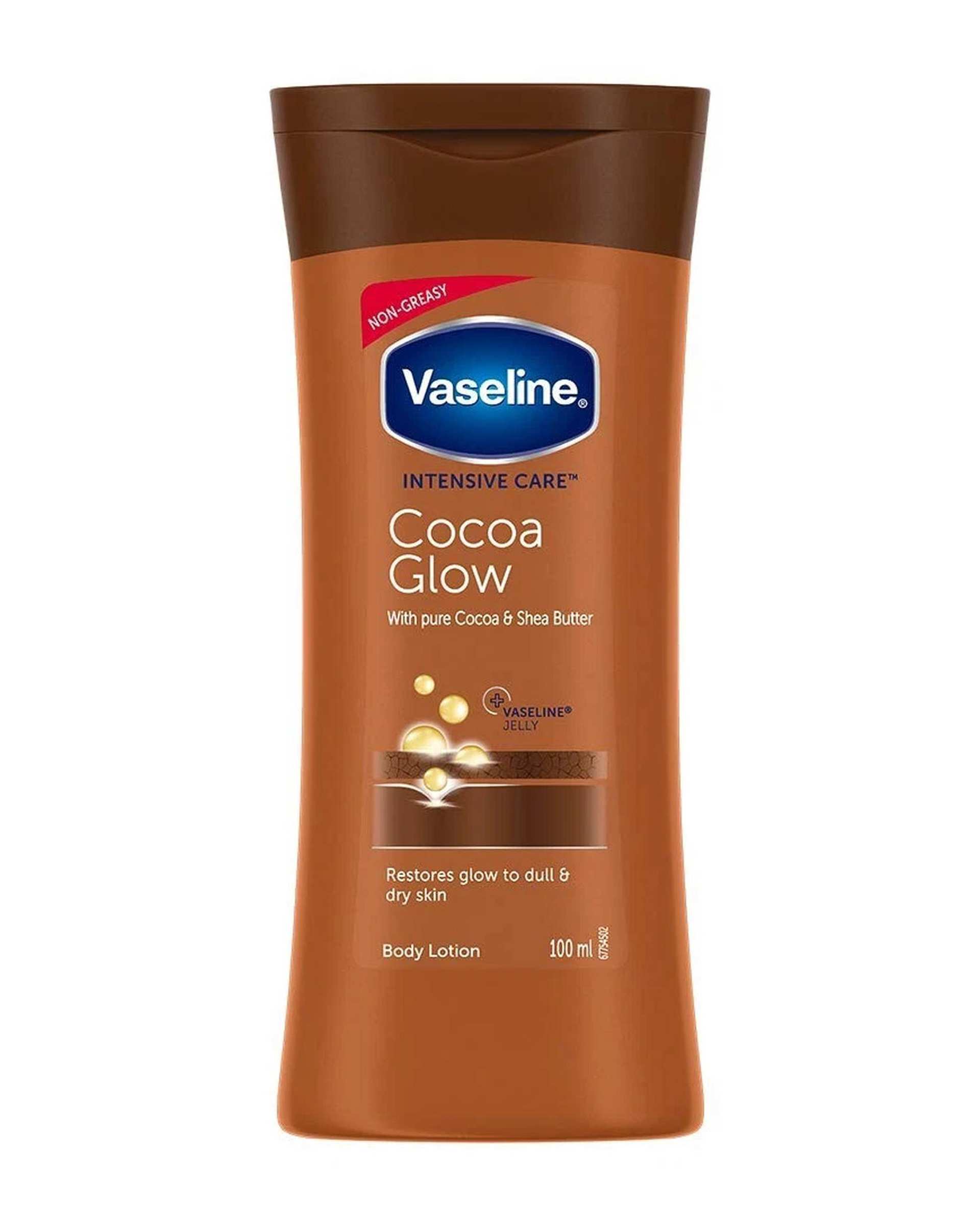 لوسیون بدن وازلین Vaseline مدل Cocoa Glow حاوی عصاره کاکائو خالص حجم 100 میلی لیتر