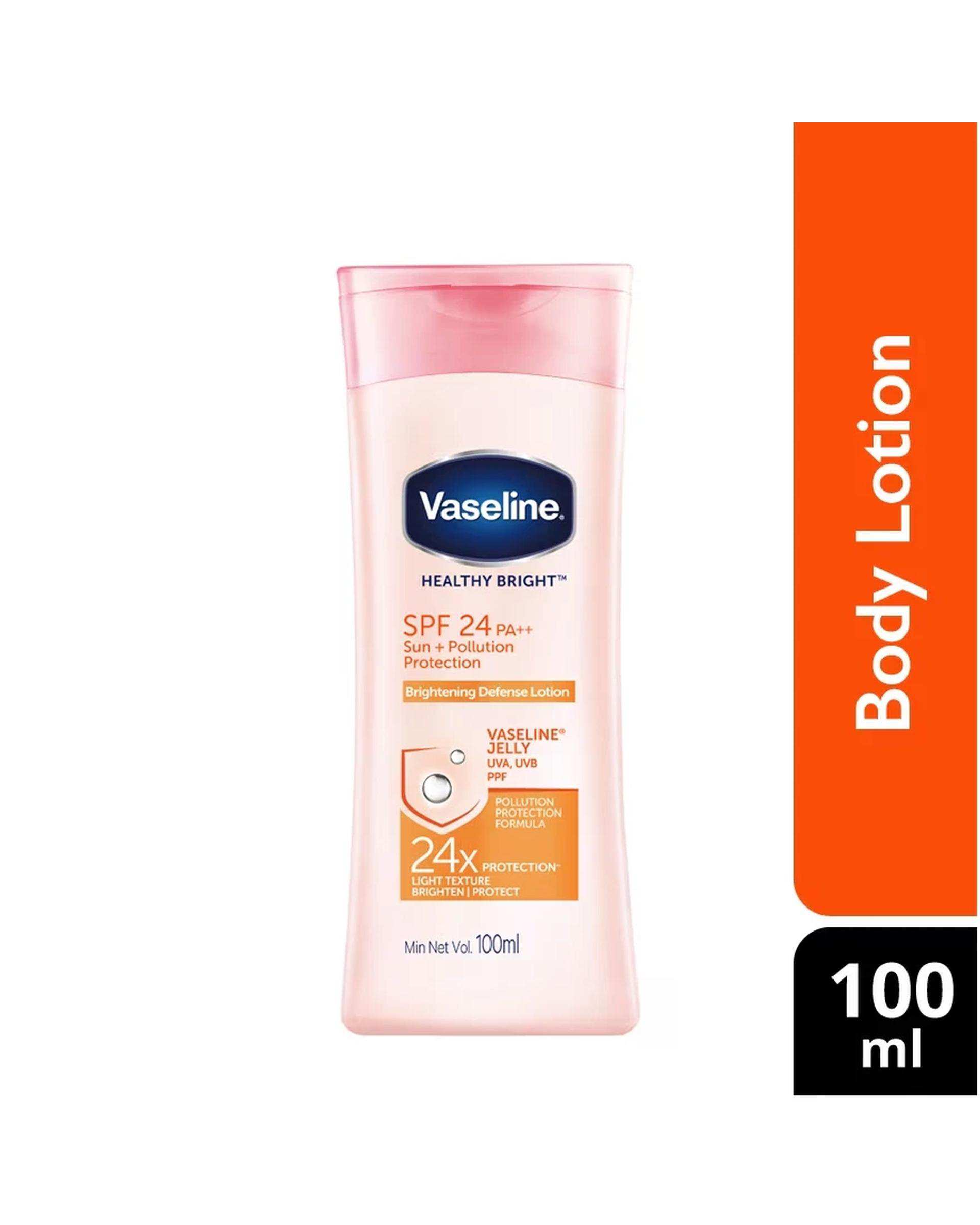 لوسیون بدن ضد آفتاب وازلین Vaseline مدل Healthy Bright Sun + Pollution Protection SPF24 حجم 100 میلی لیتر