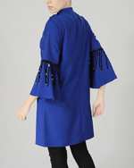 لباس مجلسی زنانه کرپ آبی کاربنی زیبو