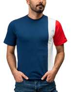 ​تی شرت مردانه نخی یقه گرد سرمه ای سفید سورا