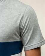 ​تی شرت مردانه نخی یقه گرد طوسی سفید سورا