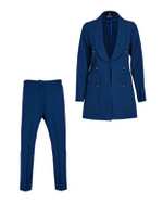 ست کت و شلوار زنانه آبی کاربنی لئو دیزاین