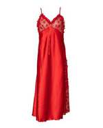 لباس خواب زنانه بلند ساتن بندی قرمز NBB 3704