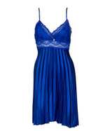 لباس خواب زنانه بندی ساتن پلیسه آبی کاربنی NBB 3263