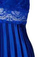 لباس خواب زنانه بندی ساتن پلیسه آبی کاربنی NBB 3263