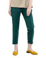 شلوار زنانه پارچه ای چسبان دمپا پاکتی سبز گیسا