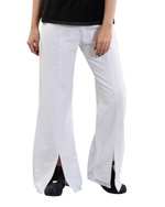 شلوار زنانه جین دمپا گشاد چاک دار سفید یوروفشن 