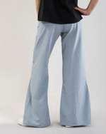 شلوار زنانه جین دمپا گشاد چاک دار طوسی آبی یوروفشن 