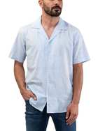 پیراهن مردانه نخی آستین کوتاه آبی روشن فریولی