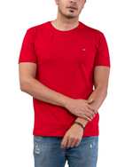 تی شرت مردانه نخی یقه گرد قرمز اگزیتکس