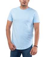 تی شرت مردانه نخی یقه گرد آبی روشن اگزیتکس