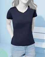 تی شرت زنانه نخی یقه گرد سرمه ای اسمارا مدل IAN 356910_2010