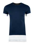 تی شرت مردانه نخی یقه گرد سرمه ای سفید زانتوس کد 141387