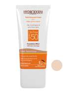 کرم ضد آفتاب کرم پودری SPF50 هیدرودرم Hydroderm مناسب پوست چرب بژ طبیعی 40ml