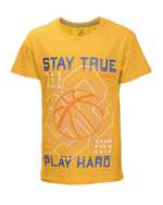 تی شرت پسرانه نخی زرد هلکا طرح بسکتبال