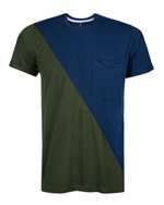 تی شرت مردانه نخی یقه گرد سرمه ای سبز بالون