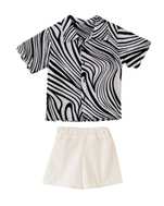 ست پیراهن آستین کوتاه و شلوارک پسرانه سفید مشکی پنبه سان Panbesan مدل Zebra