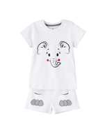 ست تی شرت و شلوارک نوزادی سفید پنبه سان Panbesan مدل Elephant