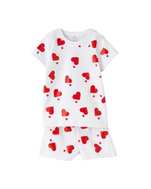 ست تی شرت و شلوارک نوزادی دخترانه قرمز مدل قلب Heart پنبه سان Panbesan